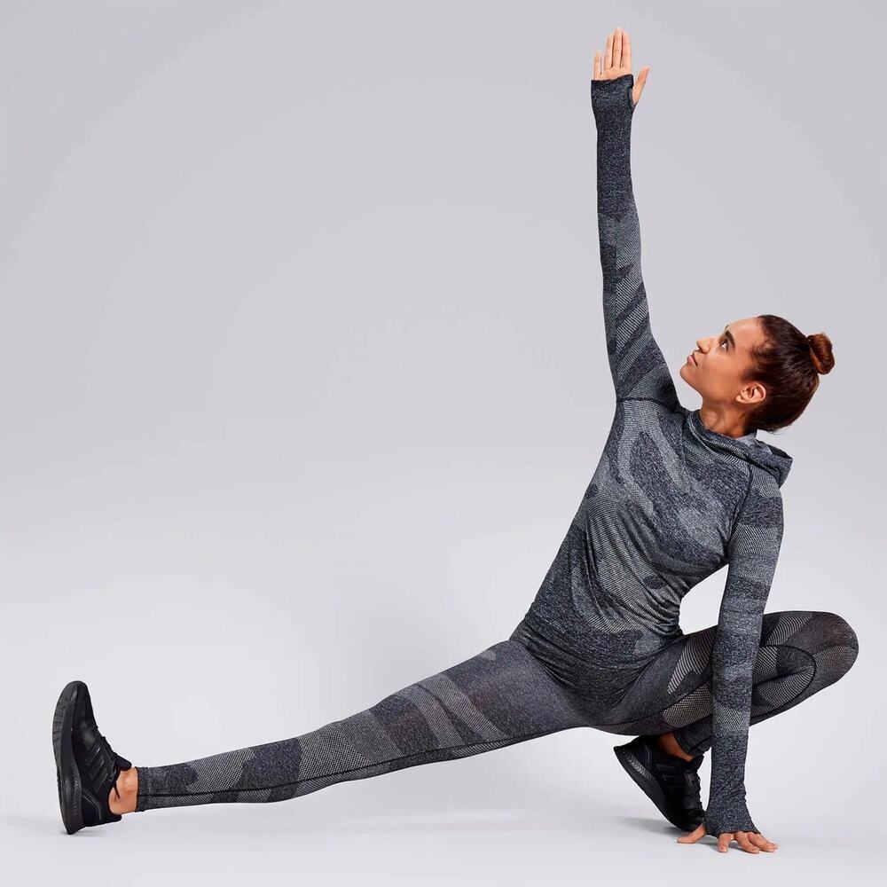 HPE Female Cross X Seamless Hoodie - Grey Camo Size Large